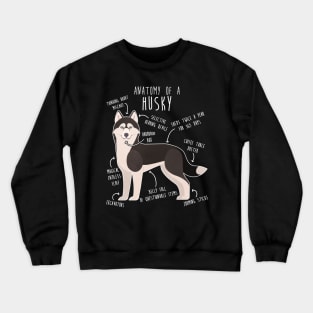 Black and White Siberian Husky Dog Anatomy Crewneck Sweatshirt